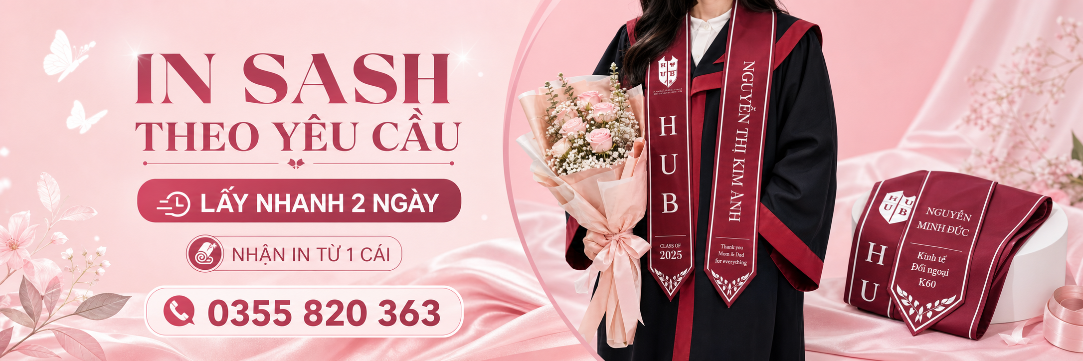 Mẫu sash tốt nghiệp Glowy